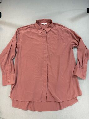 Nine West Dusty Rose Silky Button-Down Shirt XL